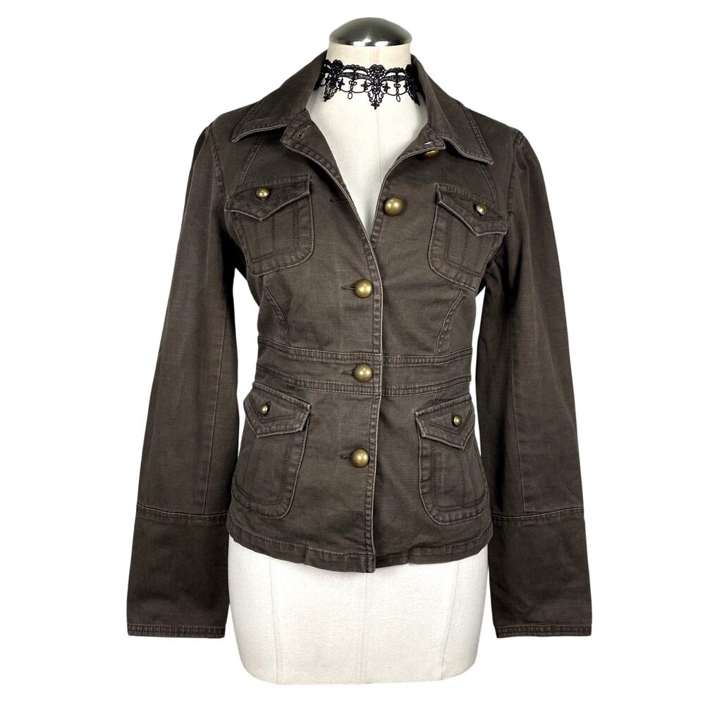 Y2K Style Calvin Klein Brown Button Blazer Coquette Office Siren Boho Jacket M